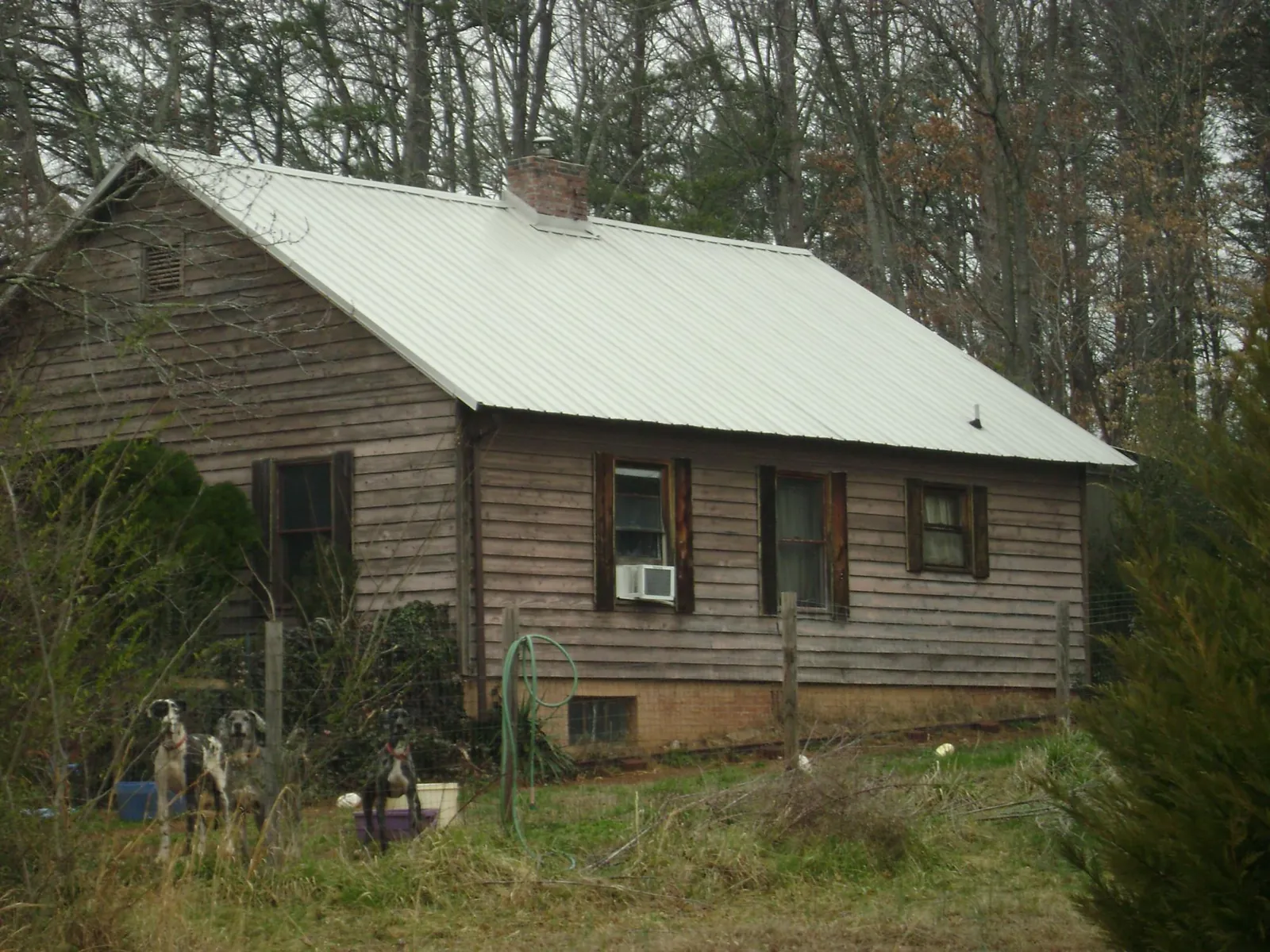 White metal roof on an old wood sided farmhouse, from a Asphalt Shingle Roof Repair job in Baldwin